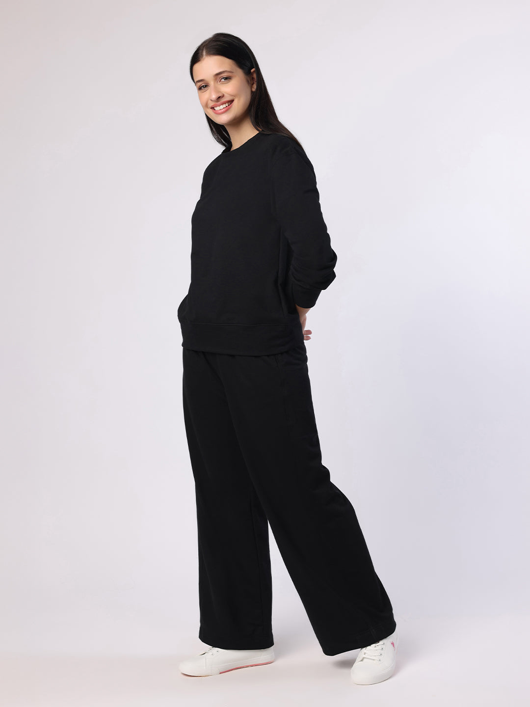 Blanc9 Women Black Sweatshirt And Trousers