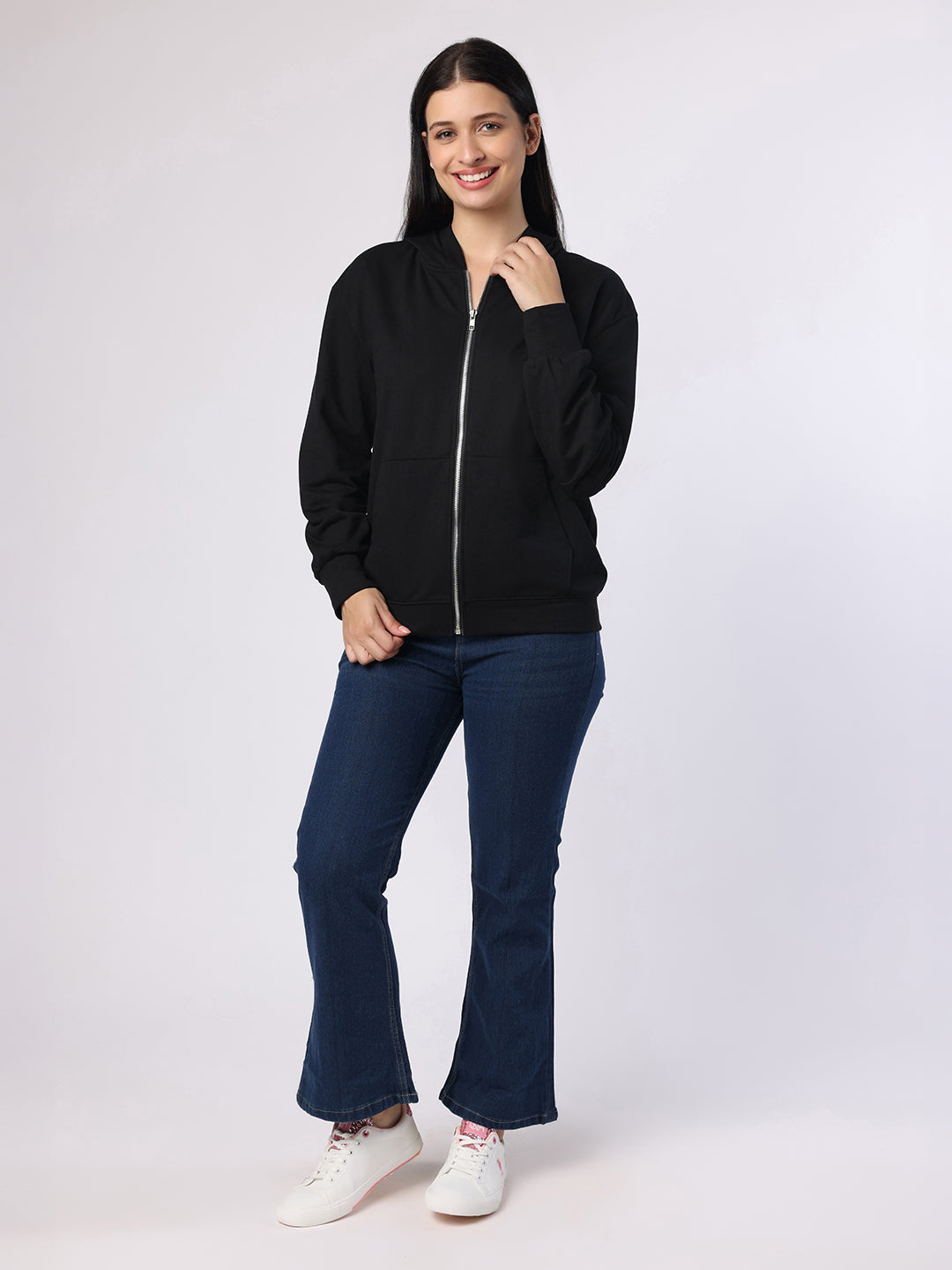 Blanc9 Women Black Sweatshirt With Hood