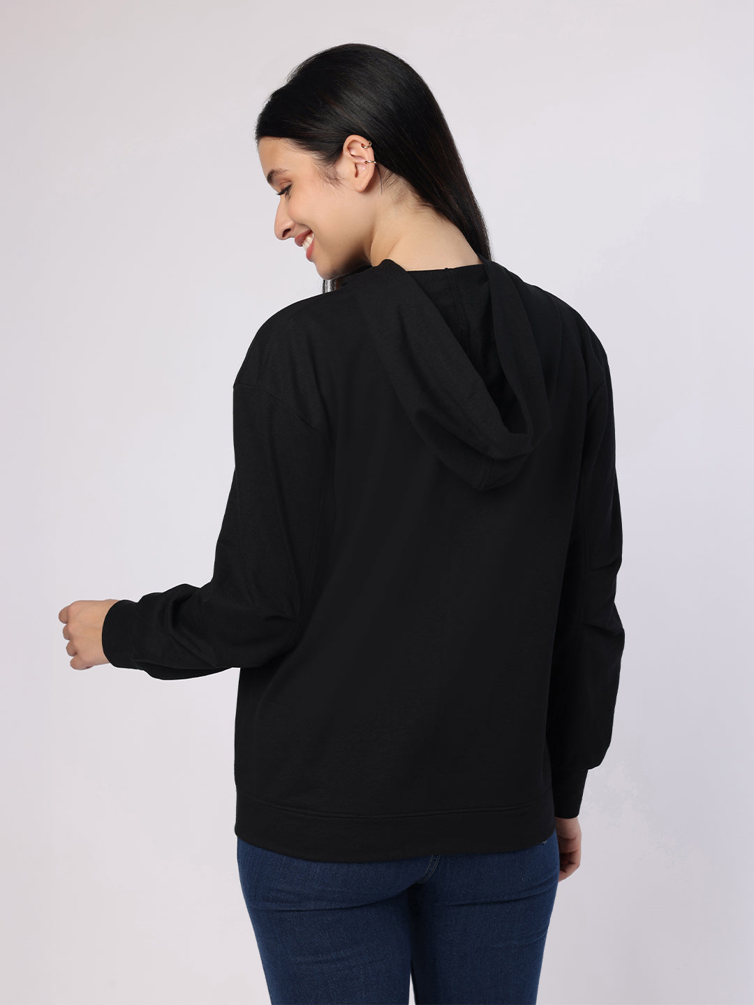 Blanc9 Women Black Sweatshirt With Hood