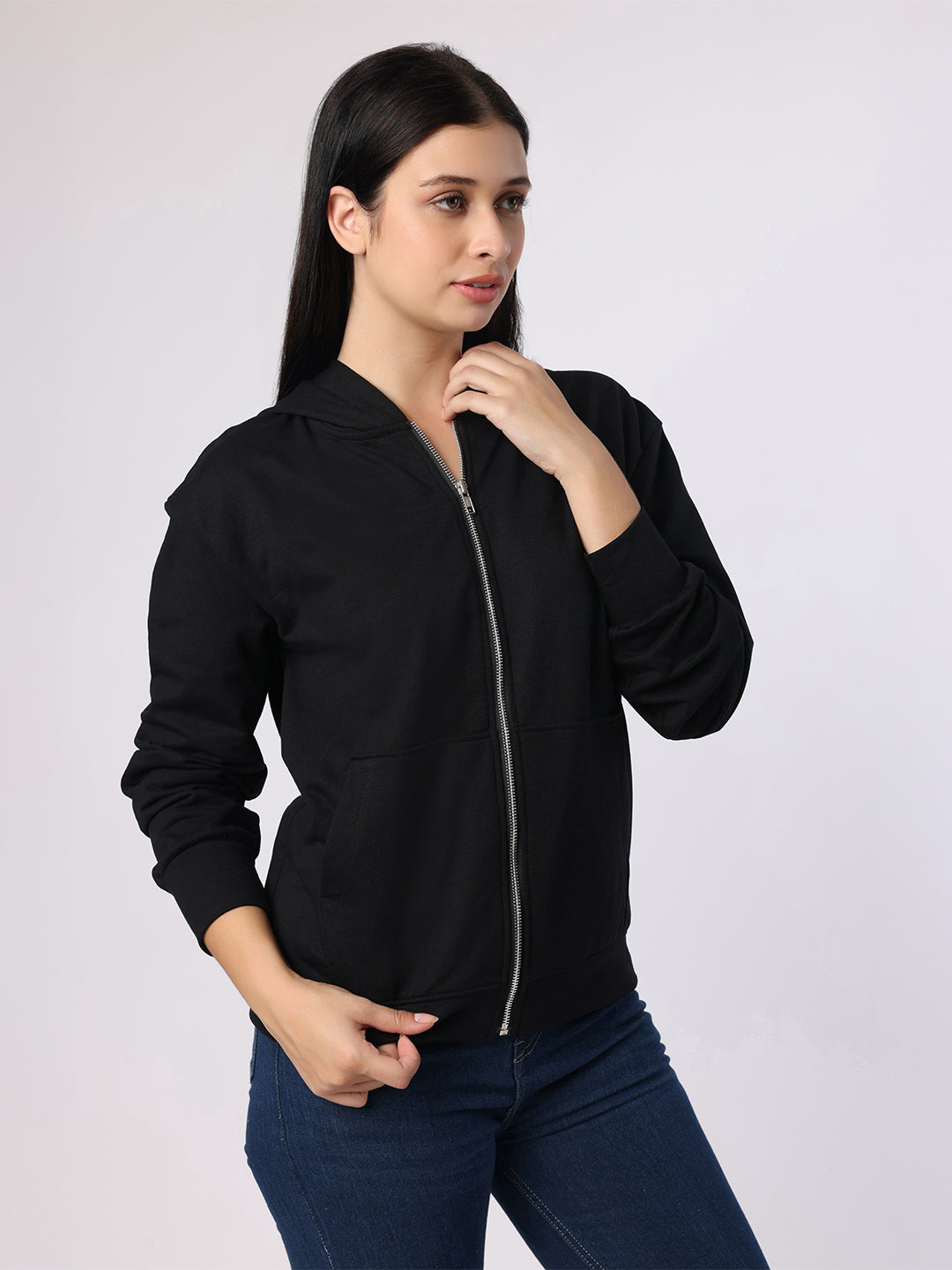 Blanc9 Women Black Sweatshirt With Hood