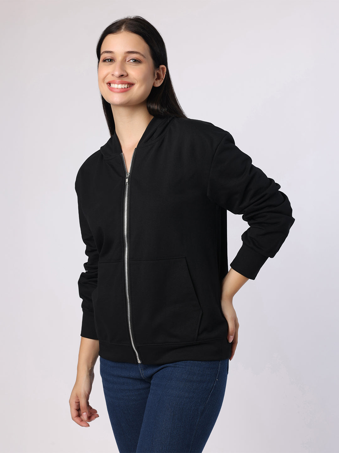 Blanc9 Women Black Sweatshirt With Hood