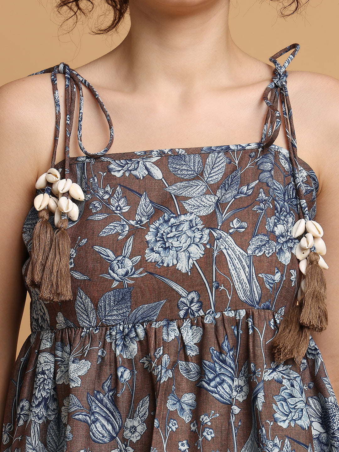 Blanc9 Women Brown Floral Peplum Top