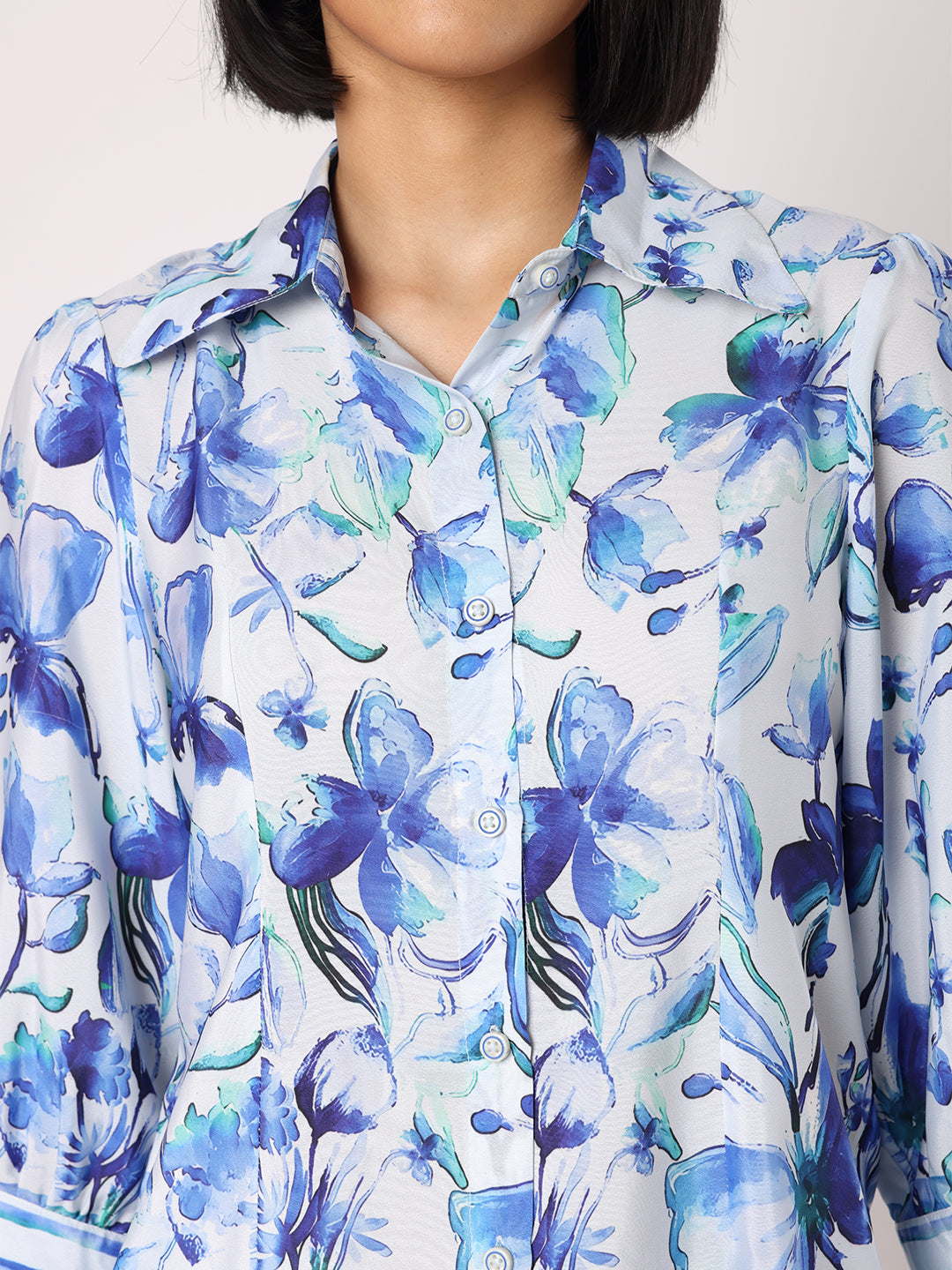 Blanc9 Women Floral Shirt With Striper Border