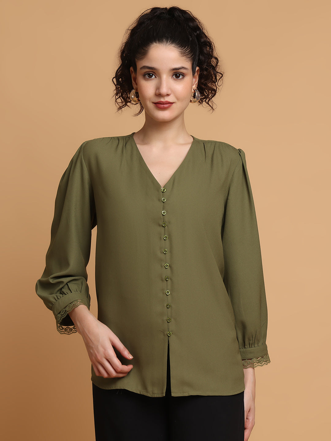Blanc9 Women Forest Green Formal Top