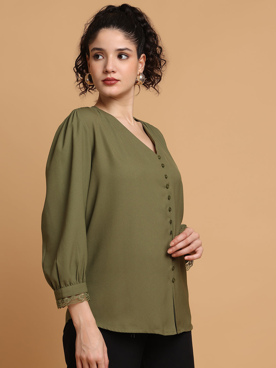 Blanc9 Women Forest Green Formal Top