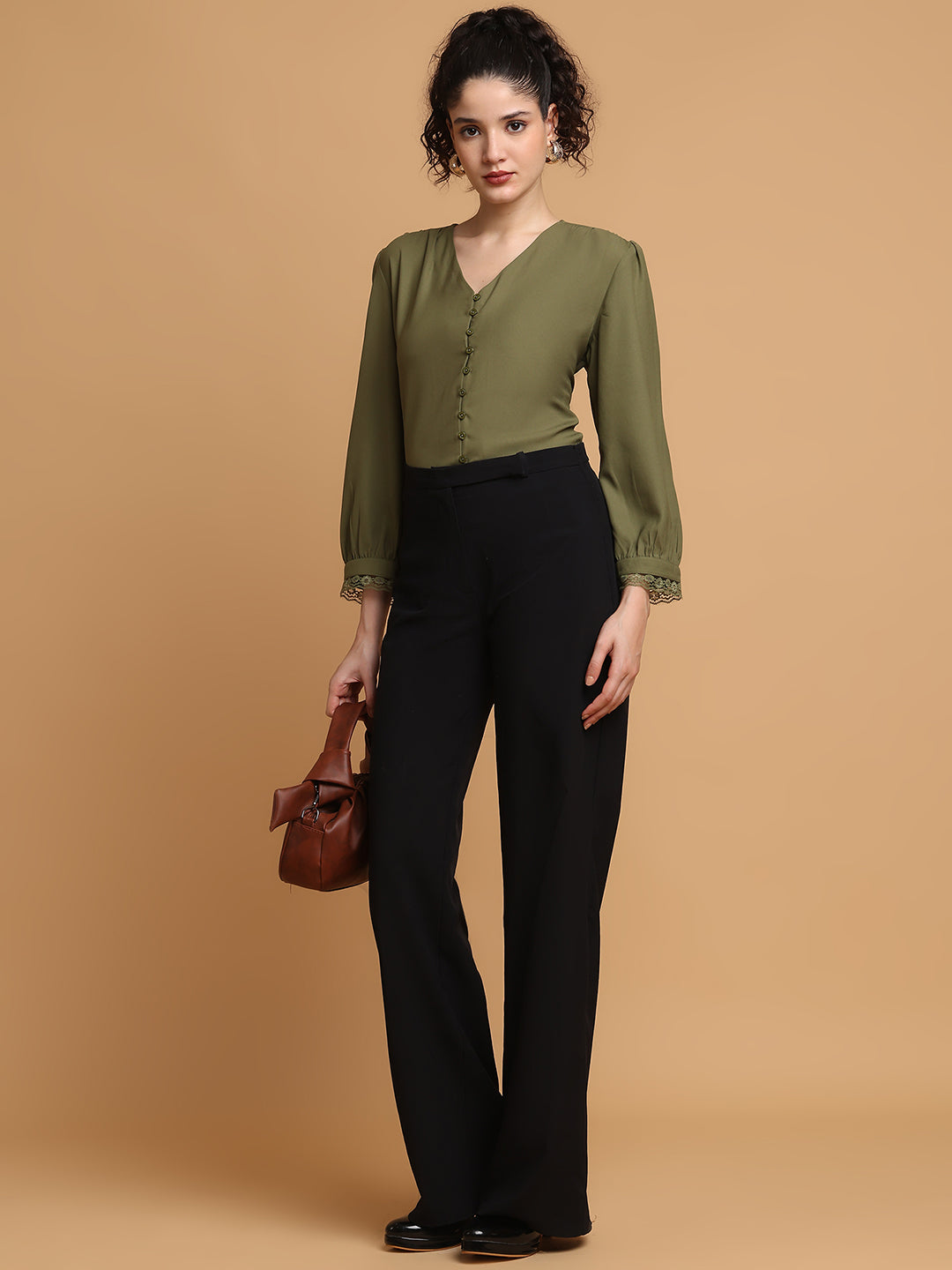 Blanc9 Women Forest Green Formal Top