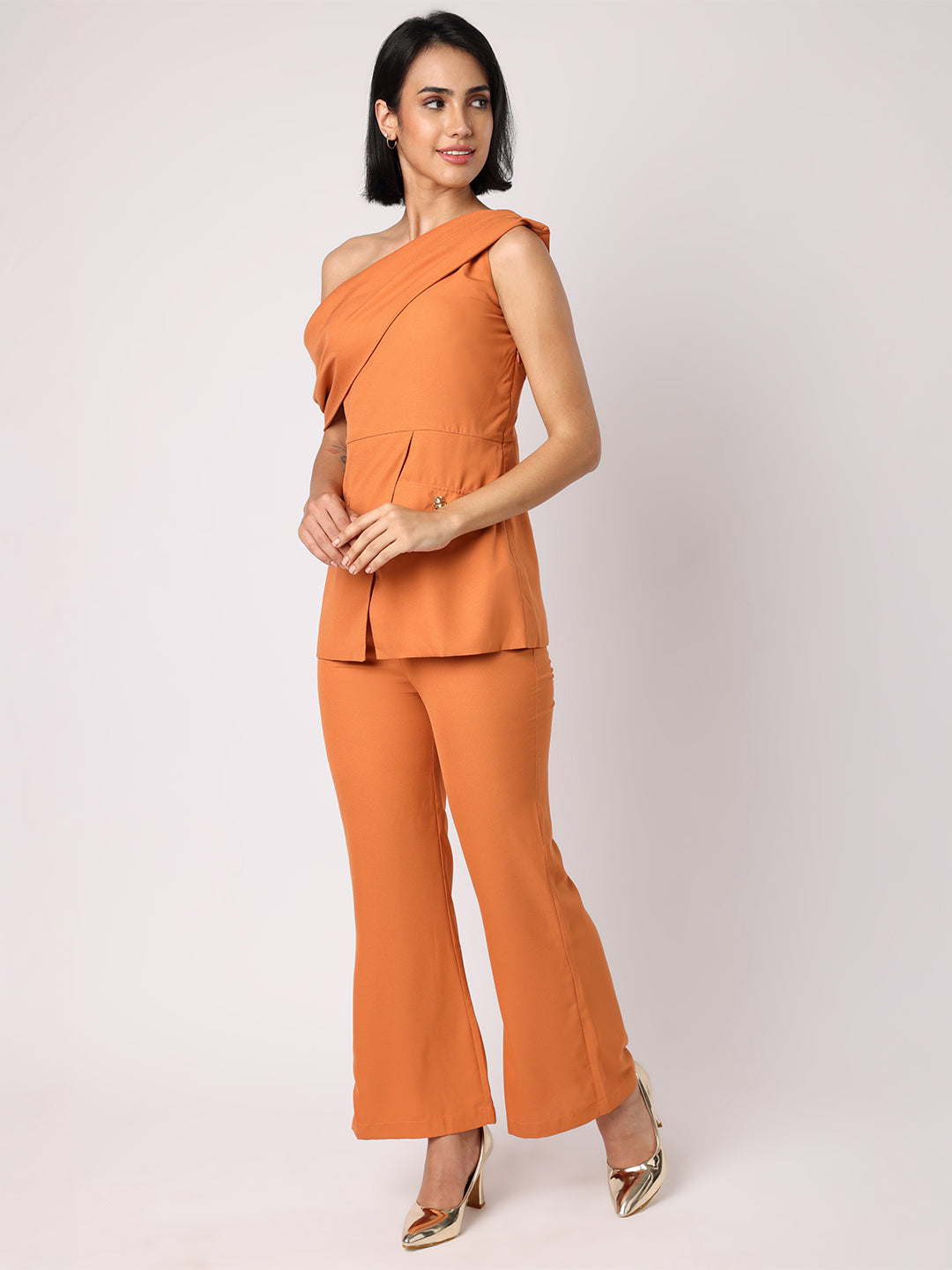 Blanc9 Women One- Shoulder Top With Trousers