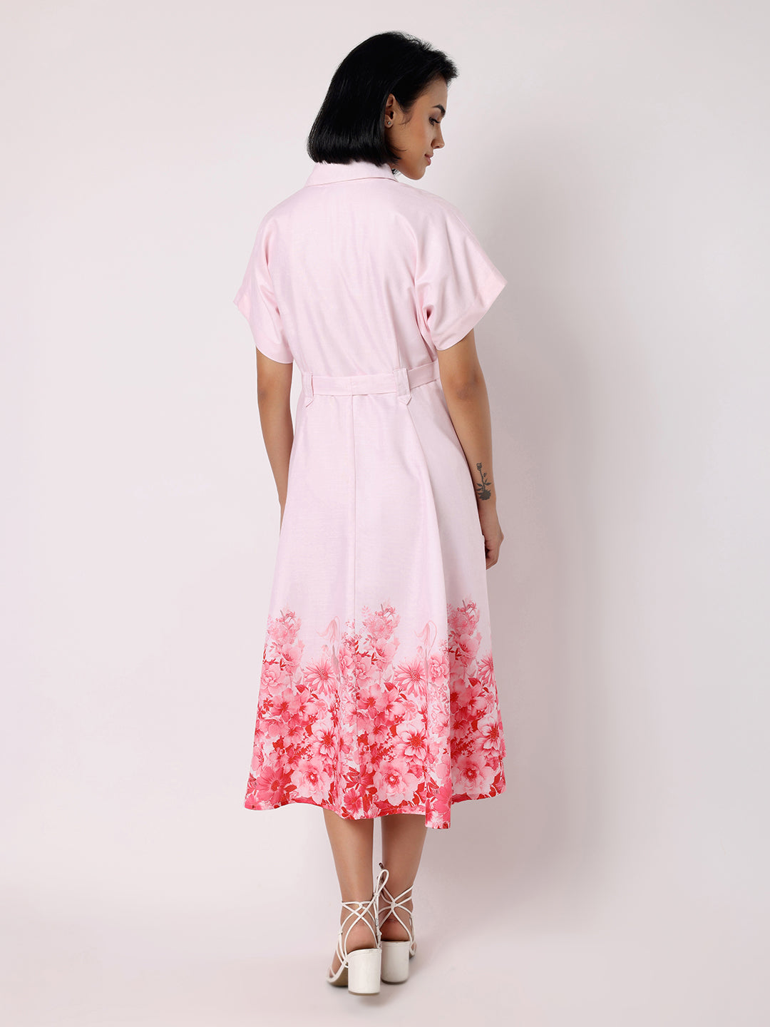 Blanc9 Women Pink Dress With Floral Border