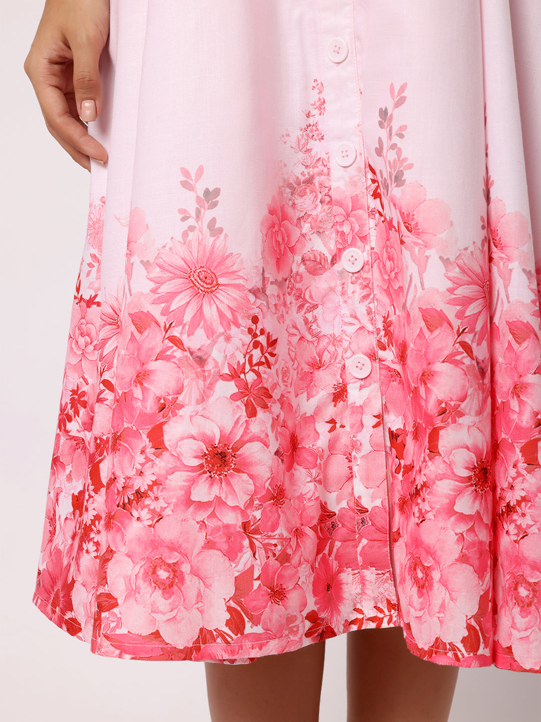 Blanc9 Women Pink Dress With Floral Border