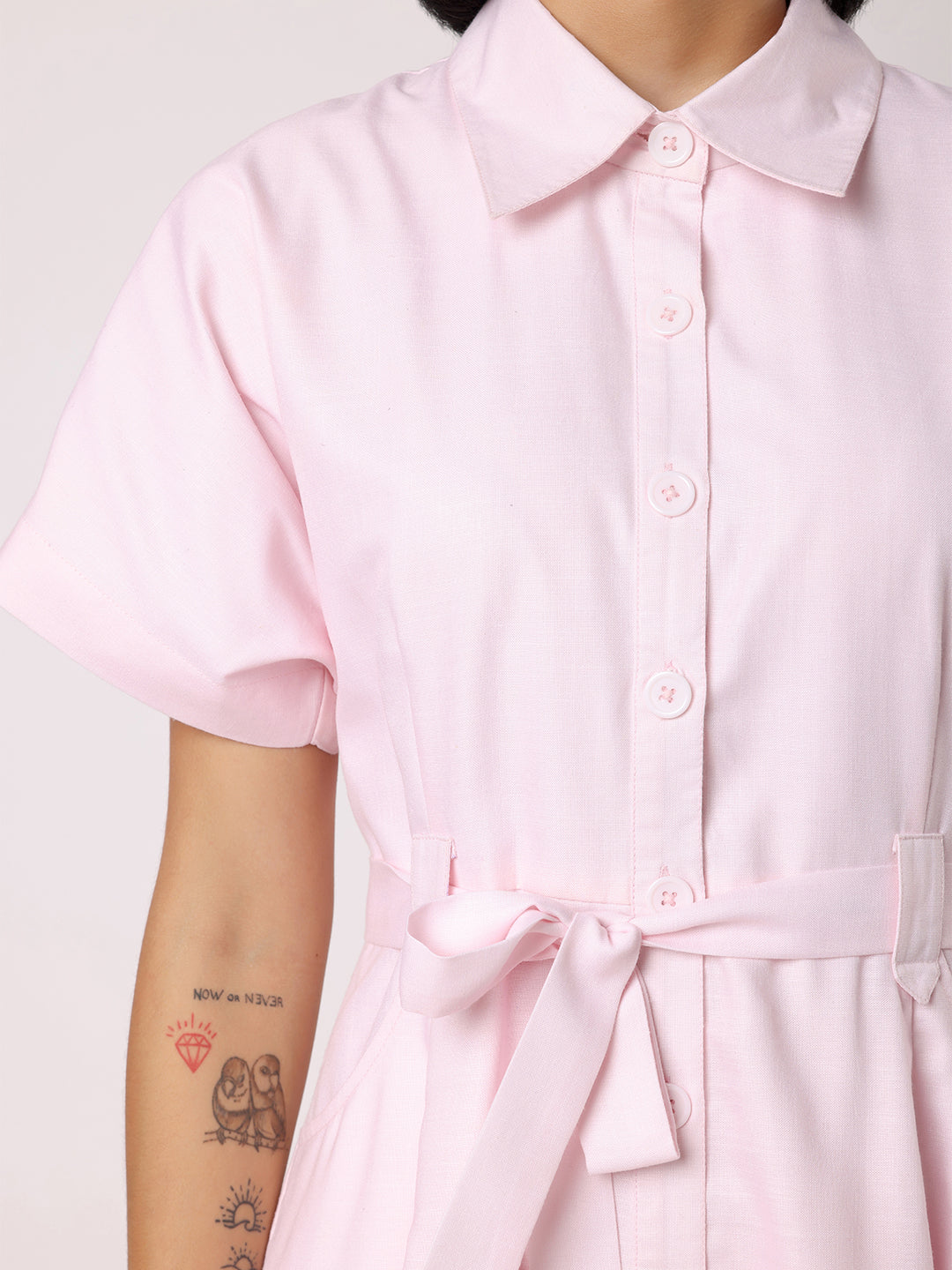 Blanc9 Women Pink Dress With Floral Border