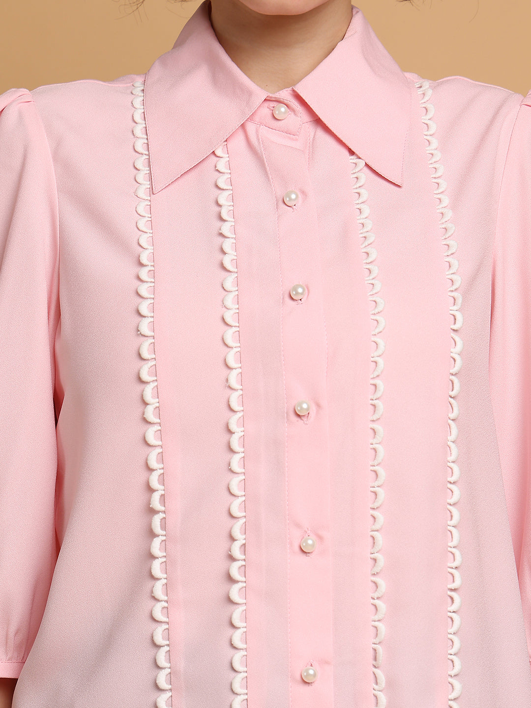 Blanc9 Women Pink Shirt With Loop Detail