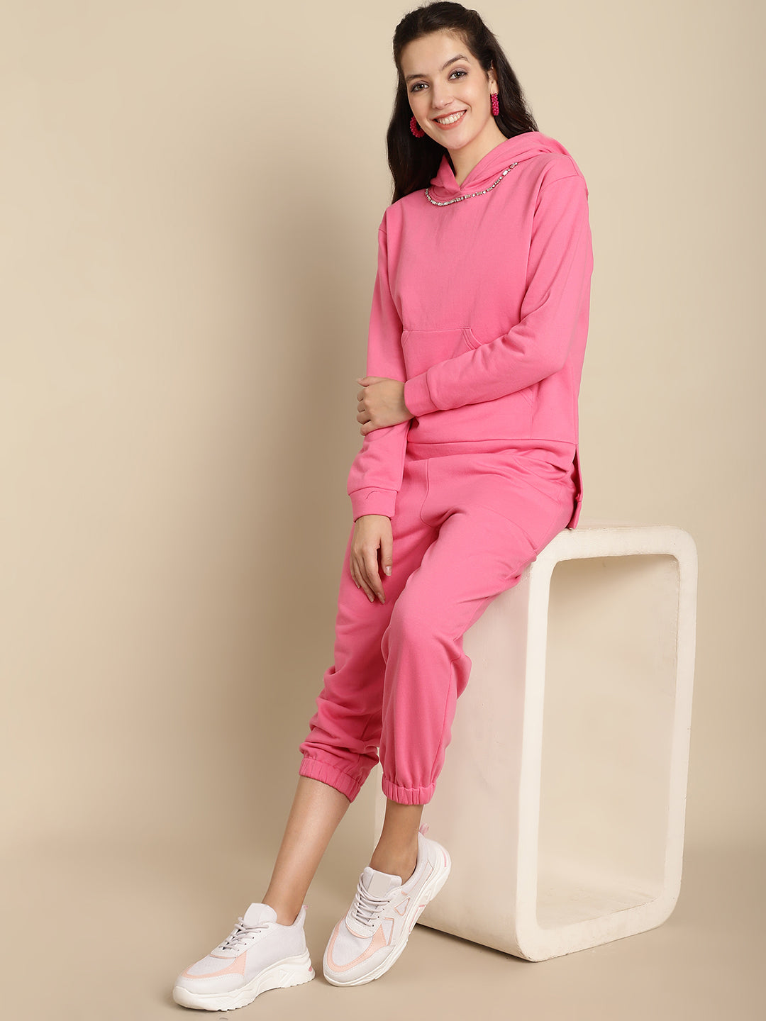 Womens pink jogger discount set