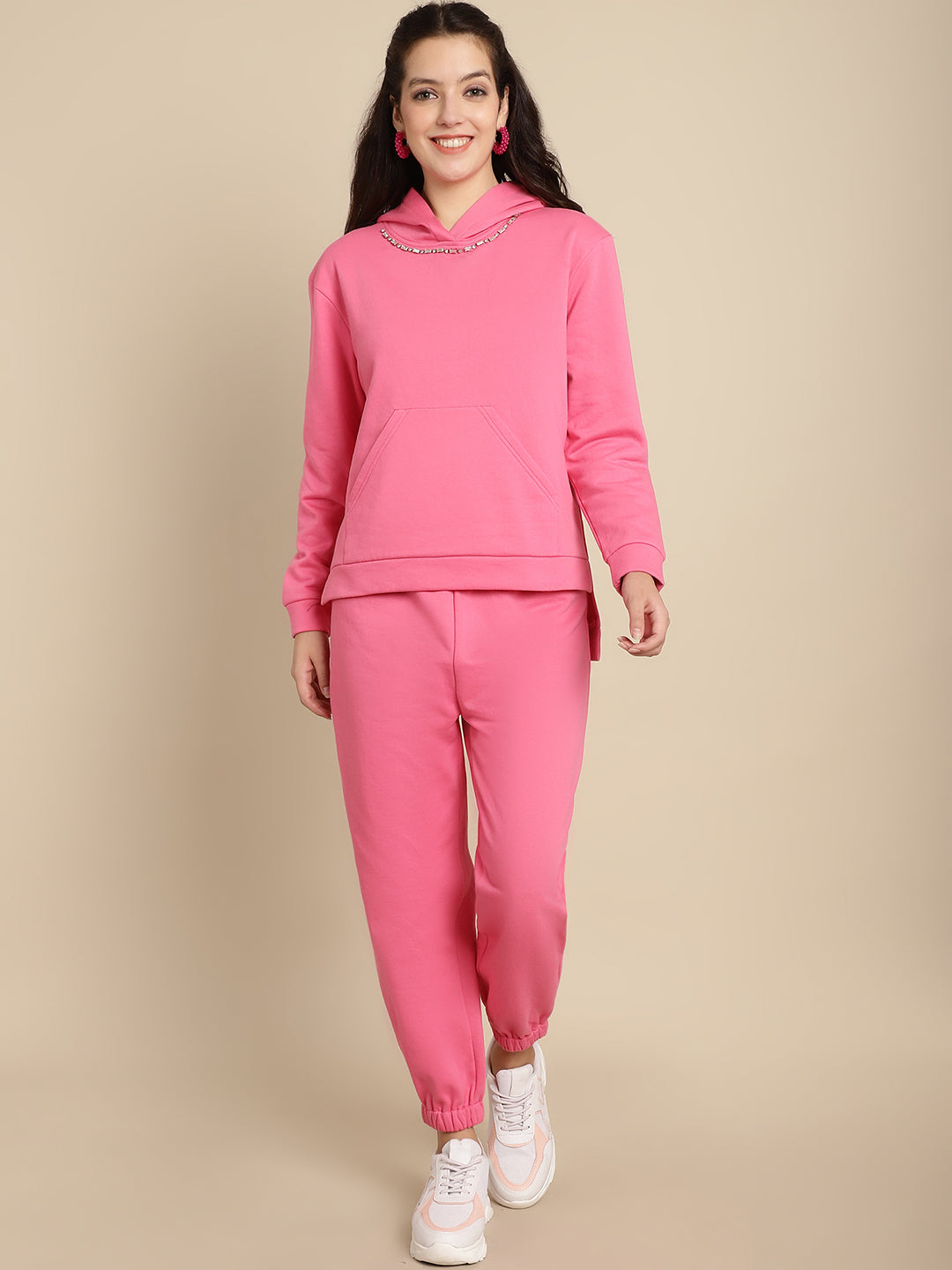 Blanc9 Women Pink Sweatshirt With Jogger.