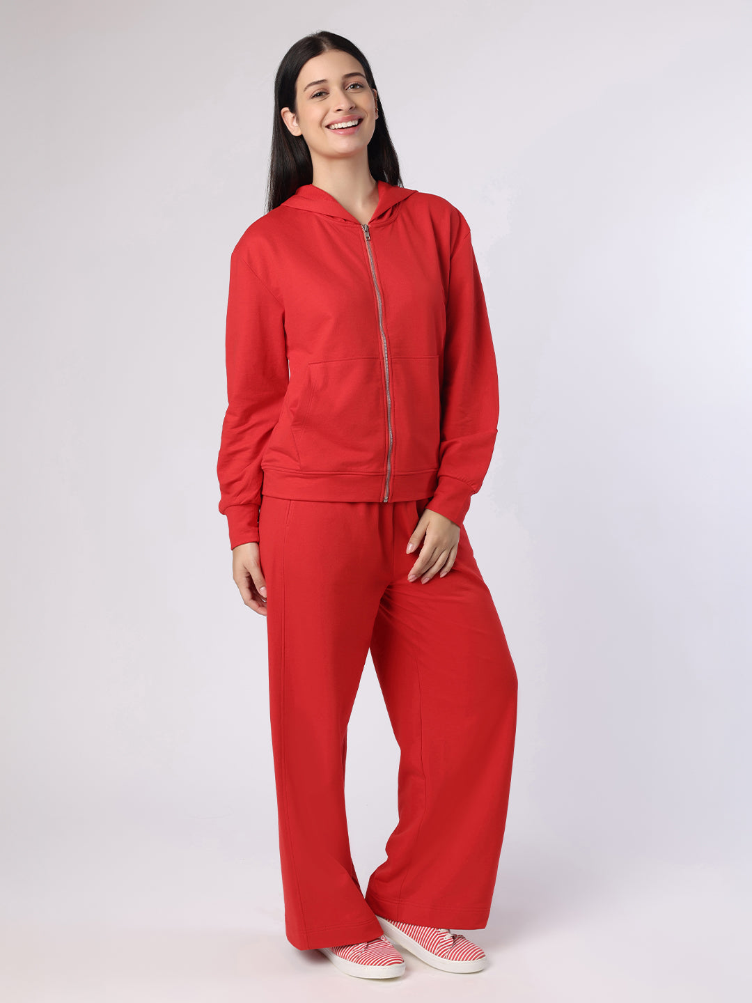 Blanc9 Women Red Hoodie With Trousers