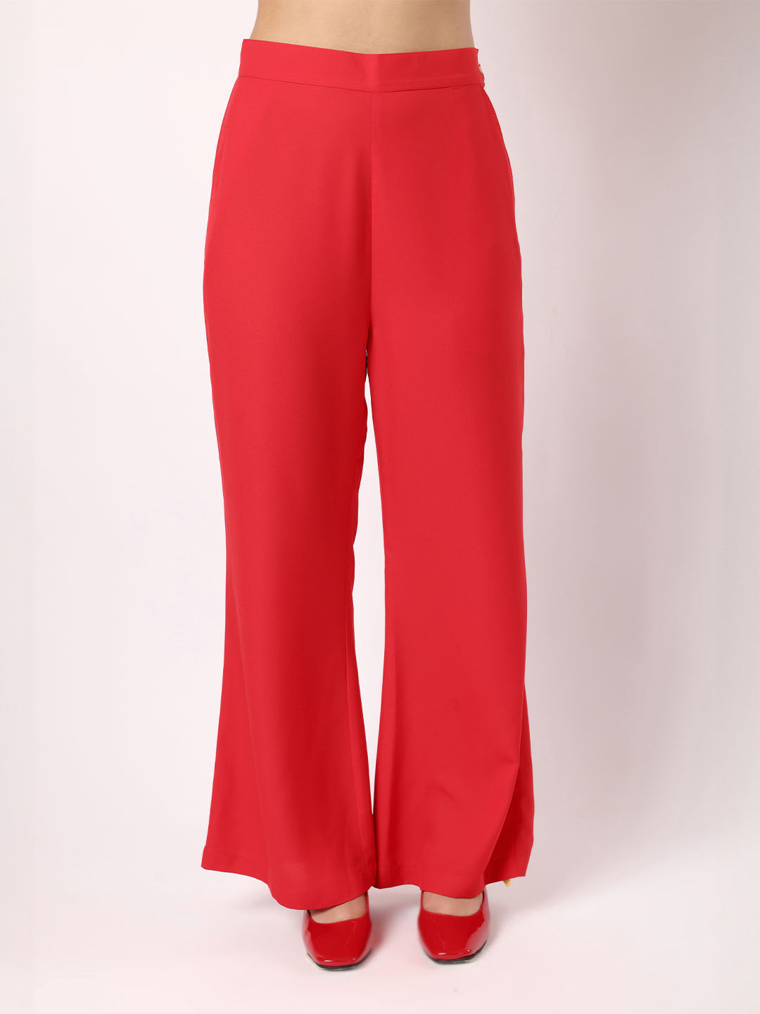Blanc9 Women Red Organza Frill Top With Trousers