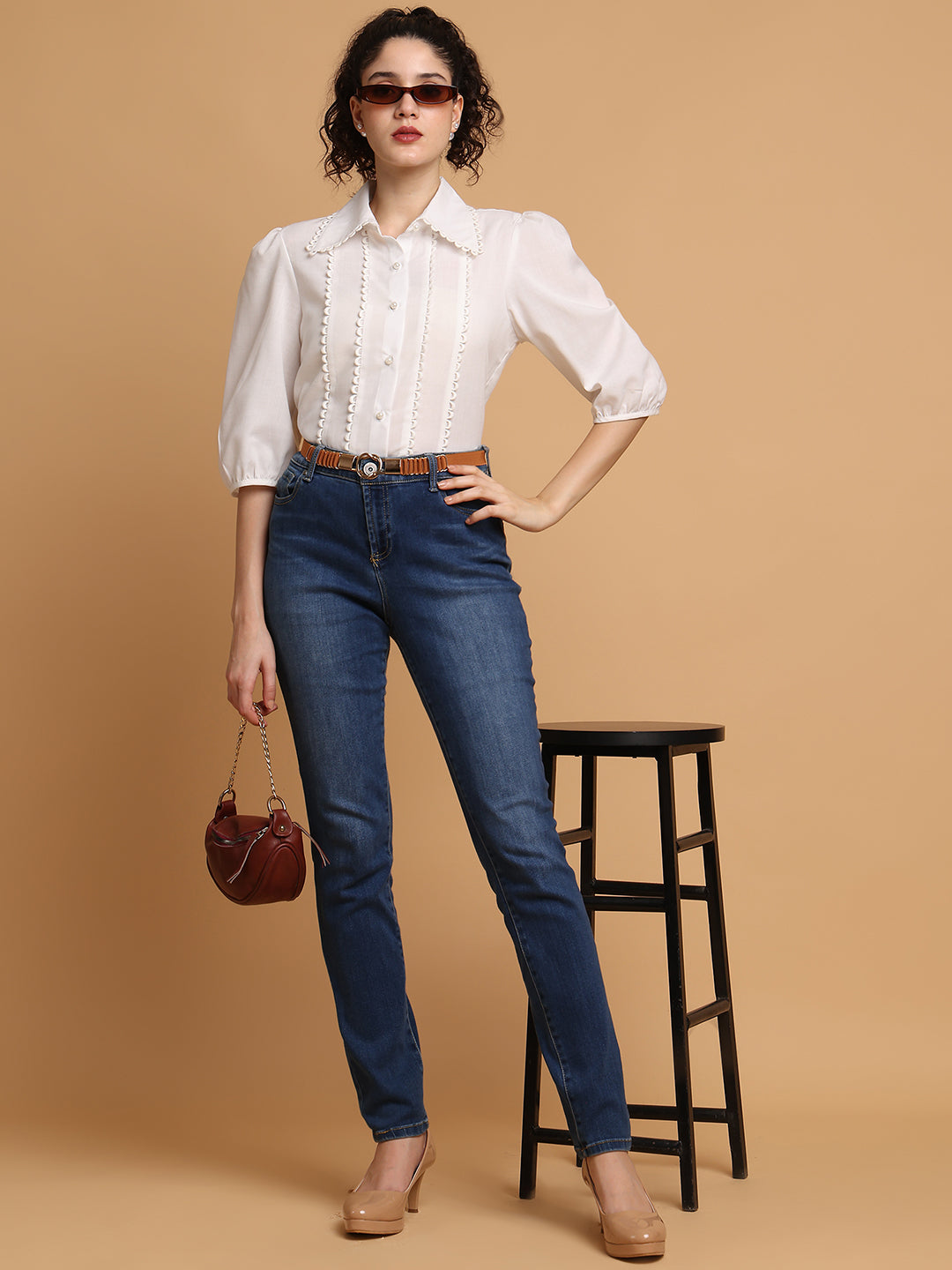 Blanc9 Women White Shirt With Loop Detail