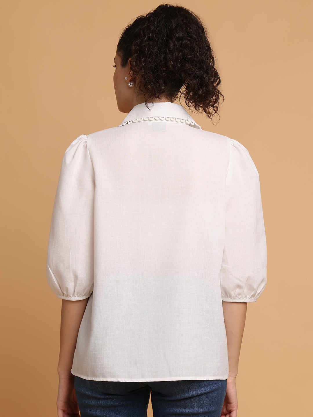 Blanc9 Women White Shirt With Loop Detail