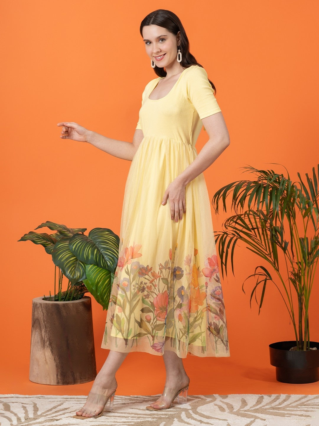 Yellow Dress with Floral Border