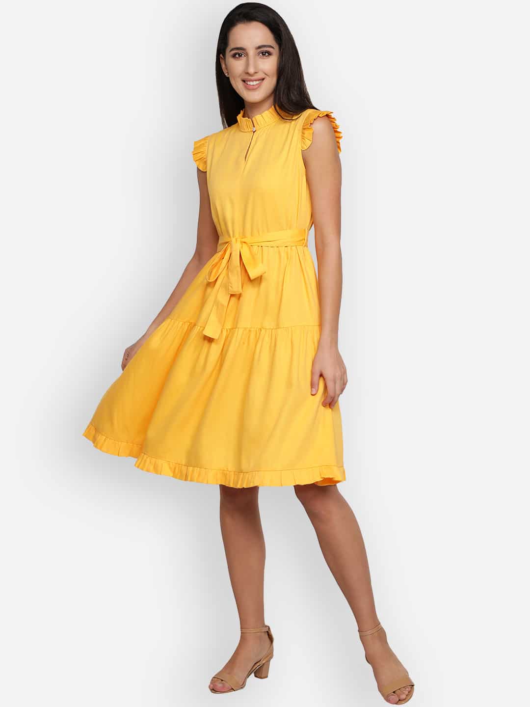 Blanc9 Yellow Tiered Dress