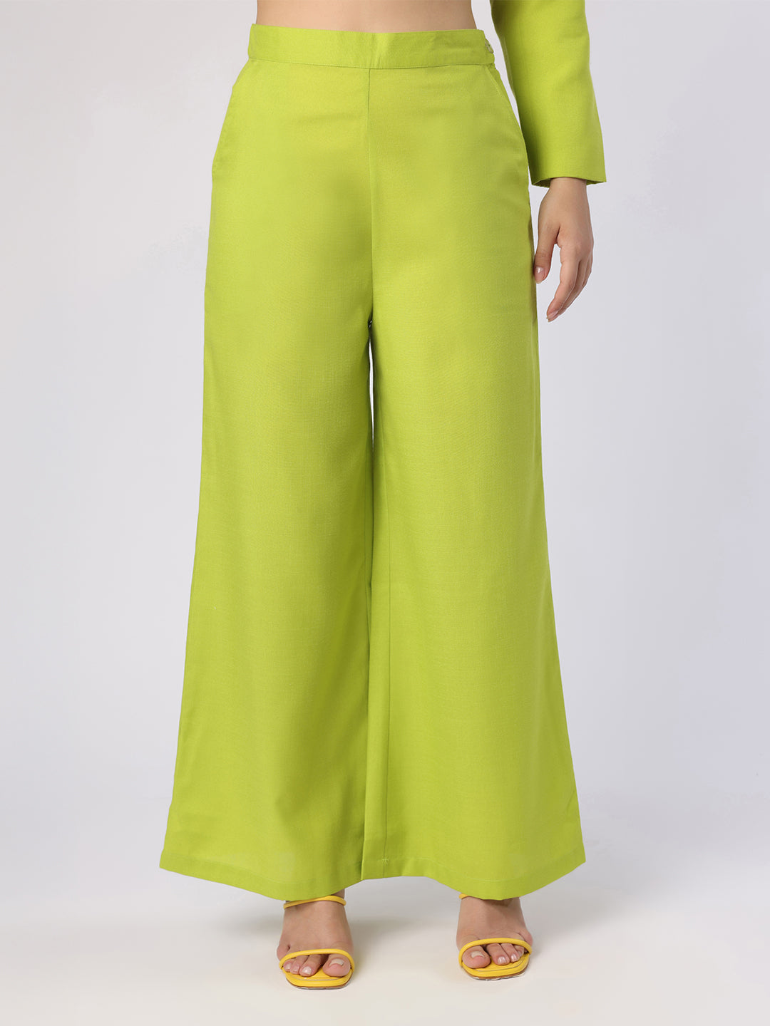 Blanc9 Bright Lime Green Blazer Set with Belt