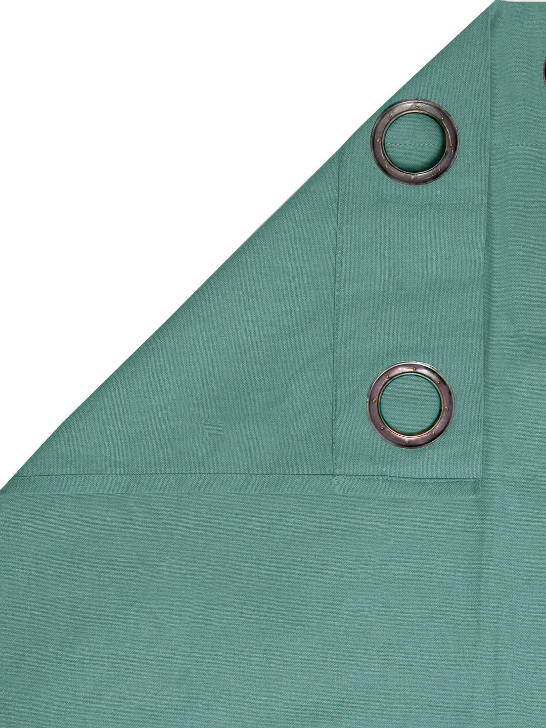 Set Of 2 Green 7Ft. Cotton Curtain