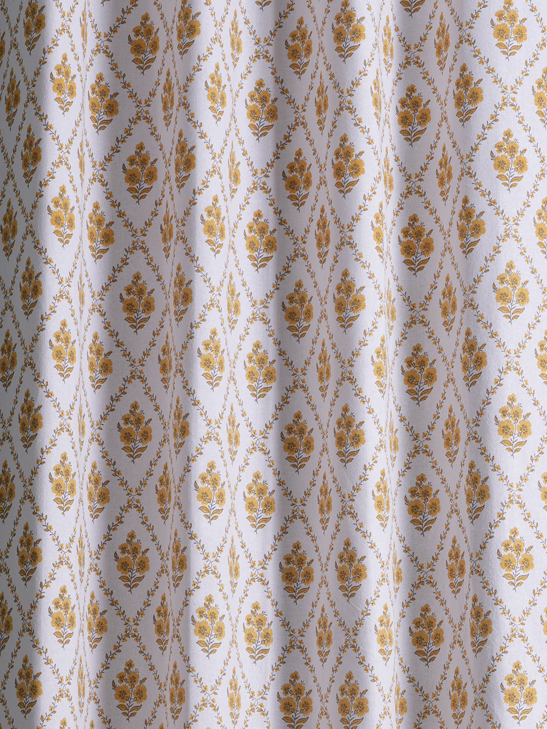 Daisy Yellow Polyester Cotton Printed Curtain
