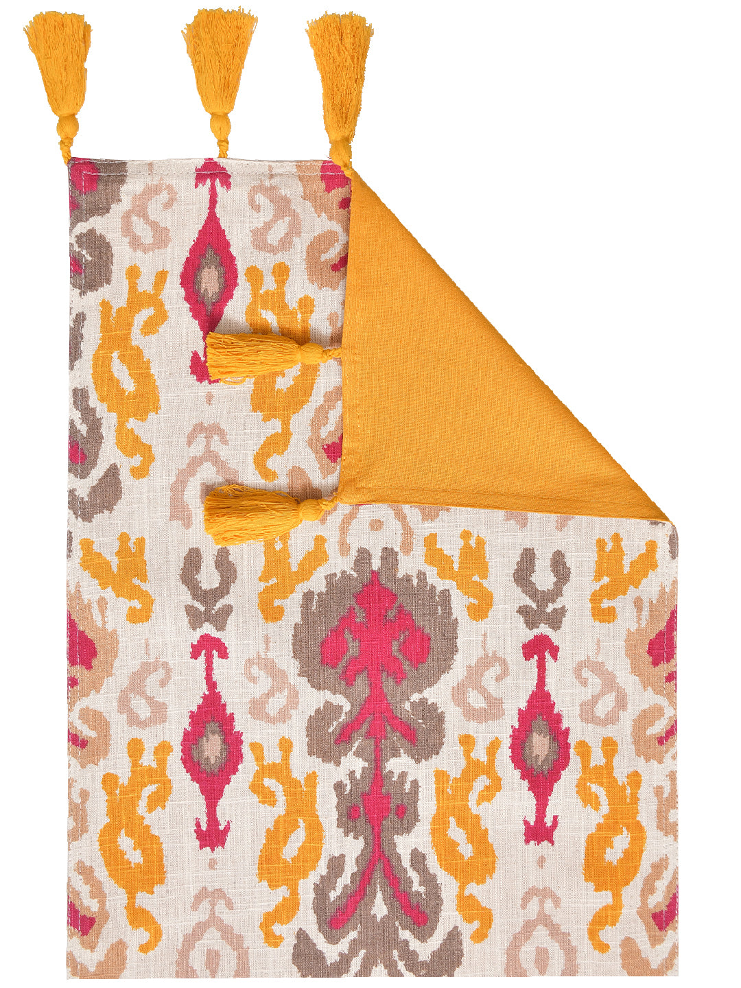 Blanc9 Rangbahar Ikat 100% Cotton Yellow 4/6 Seater Table runner