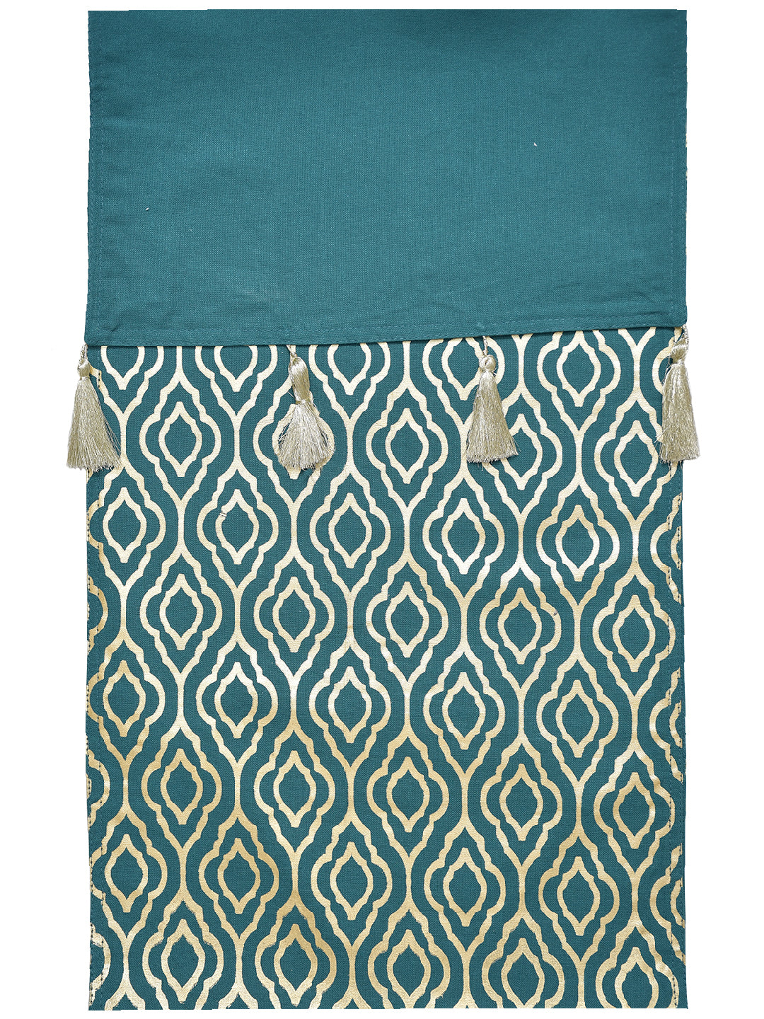 Roshan Teal Colored 100% Cotton Printed 4/6 Seater Table Runner