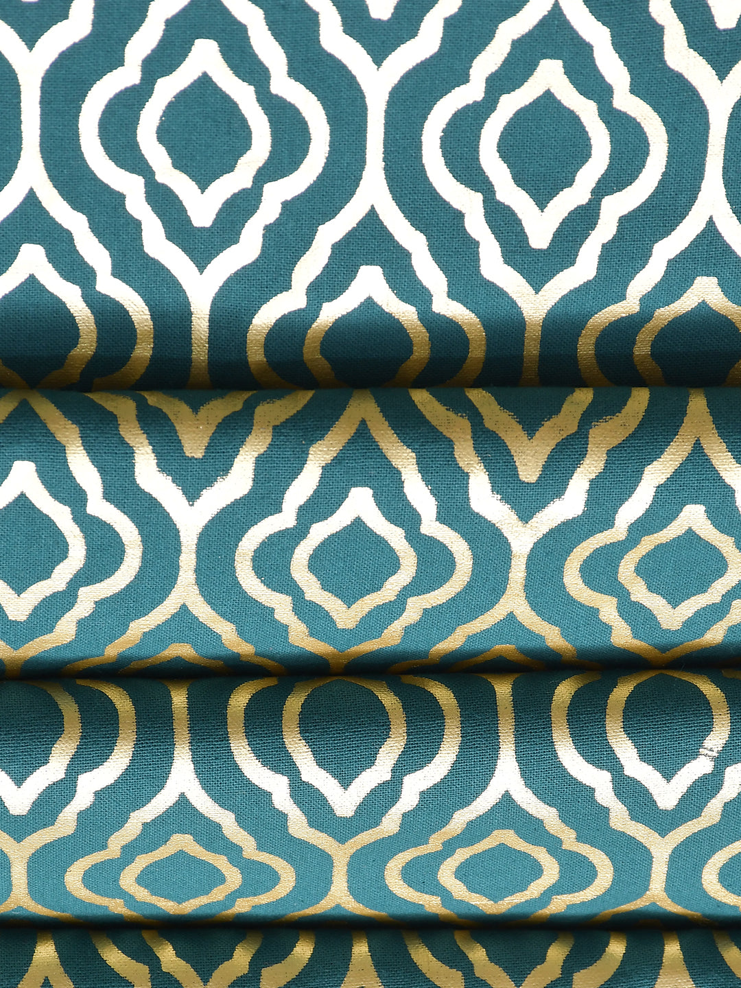 Roshan Teal Colored 100% Cotton Printed 4/6 Seater Table Runner