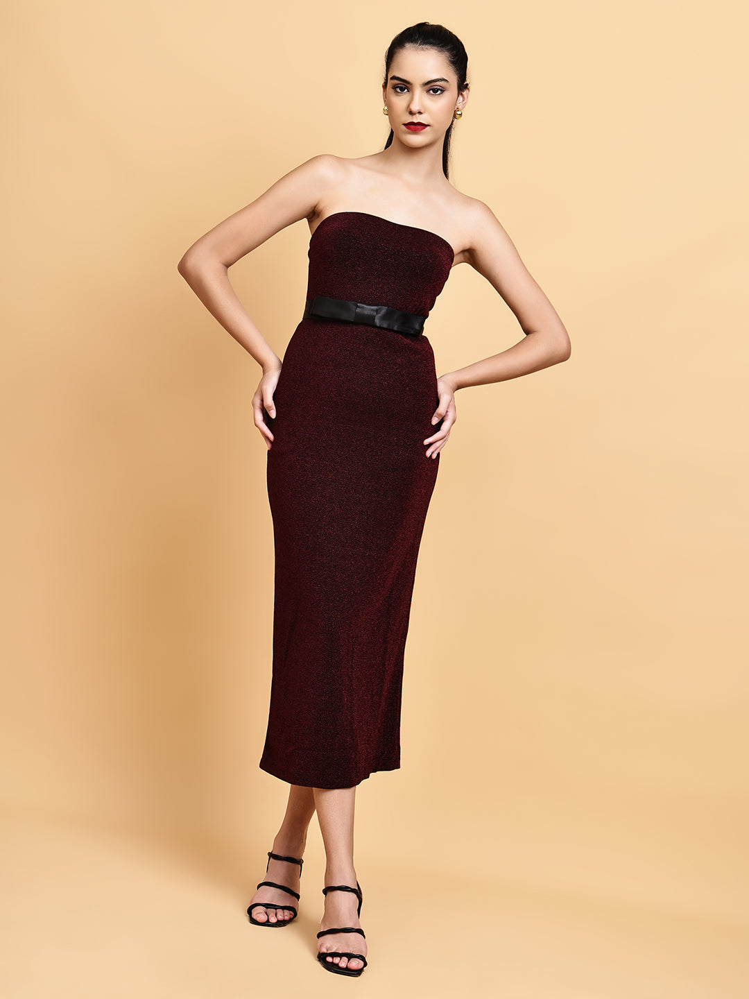 Party Dress With Mesh Crop Top