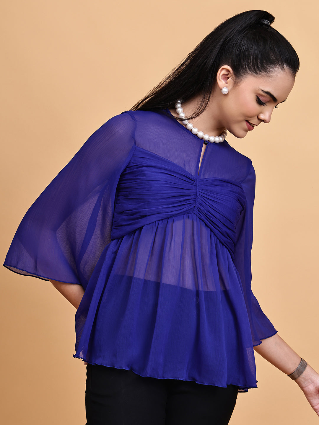 Breezy Blue Chiffon Top