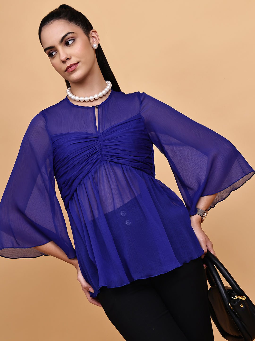Breezy Blue Chiffon Top