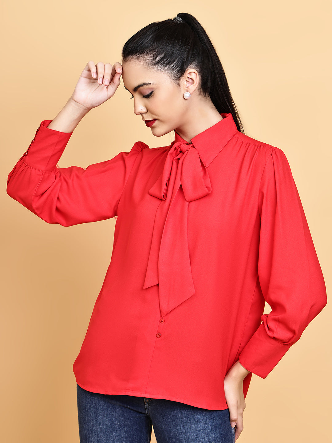 Red Tie-knot Shirt