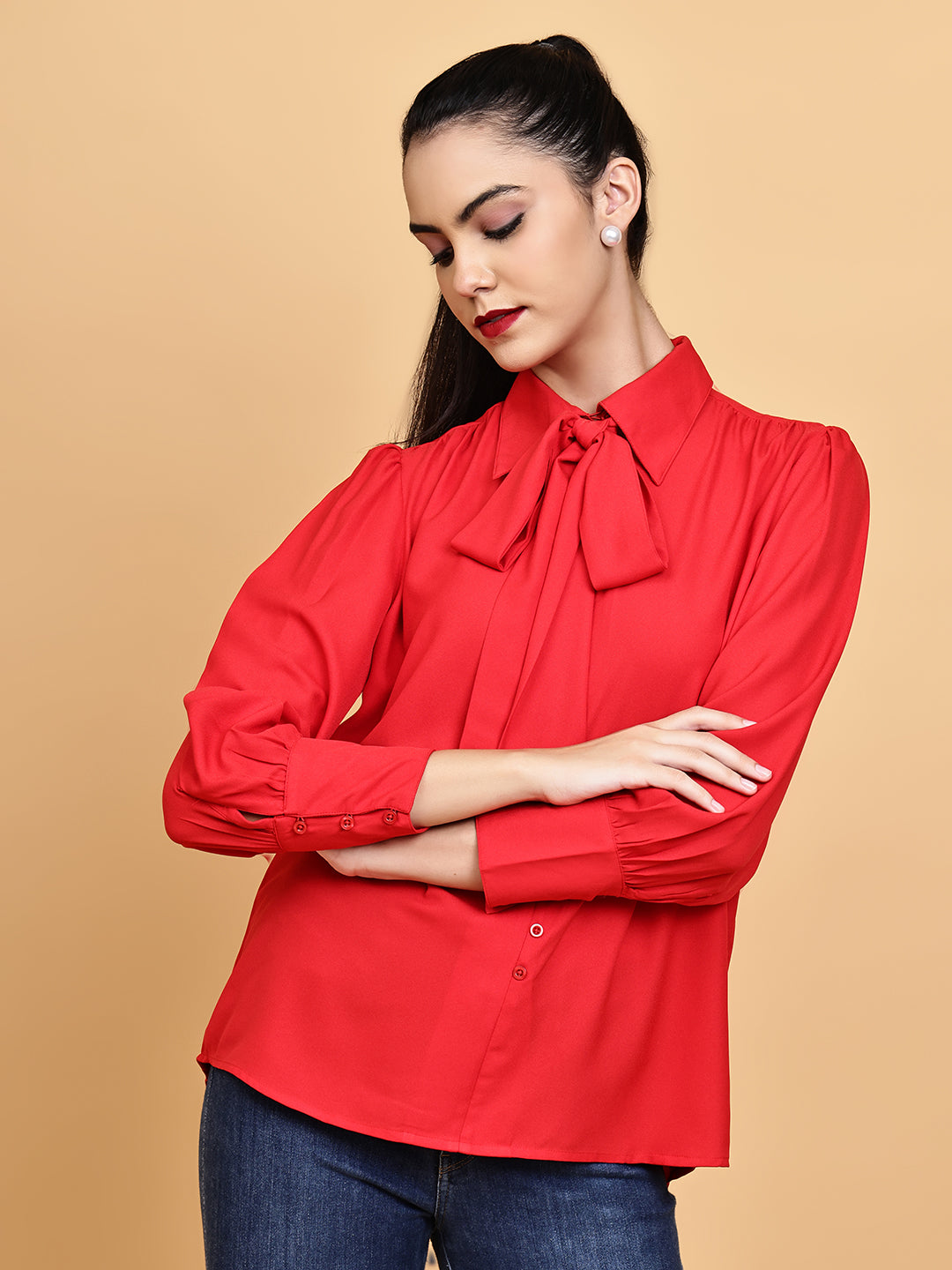 Red Tie-knot Shirt