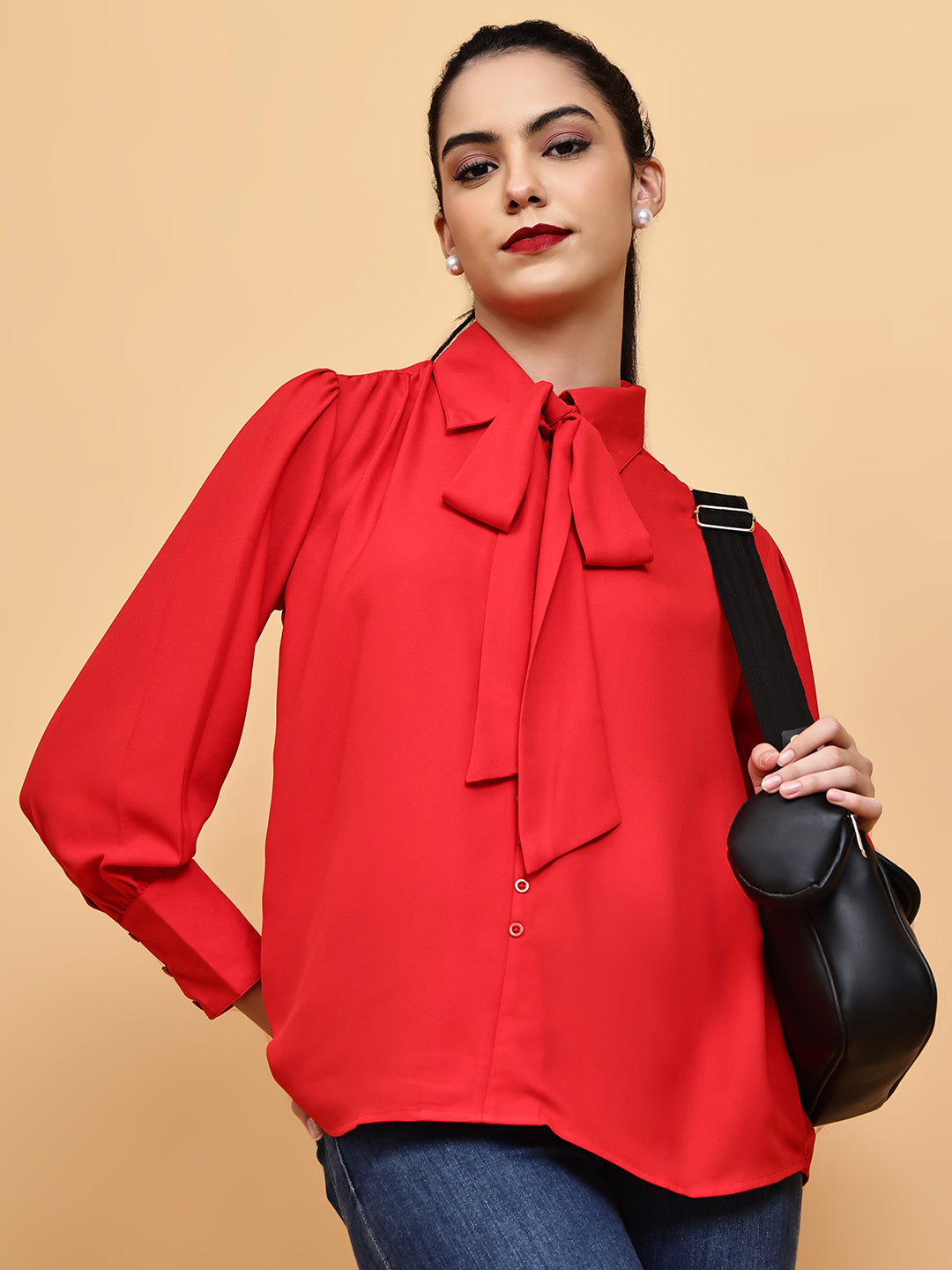 Red Tie-knot Shirt