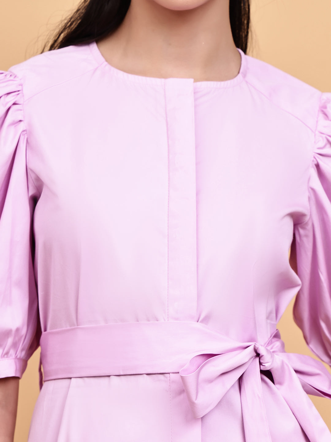 Lilac Short Dress with Belt