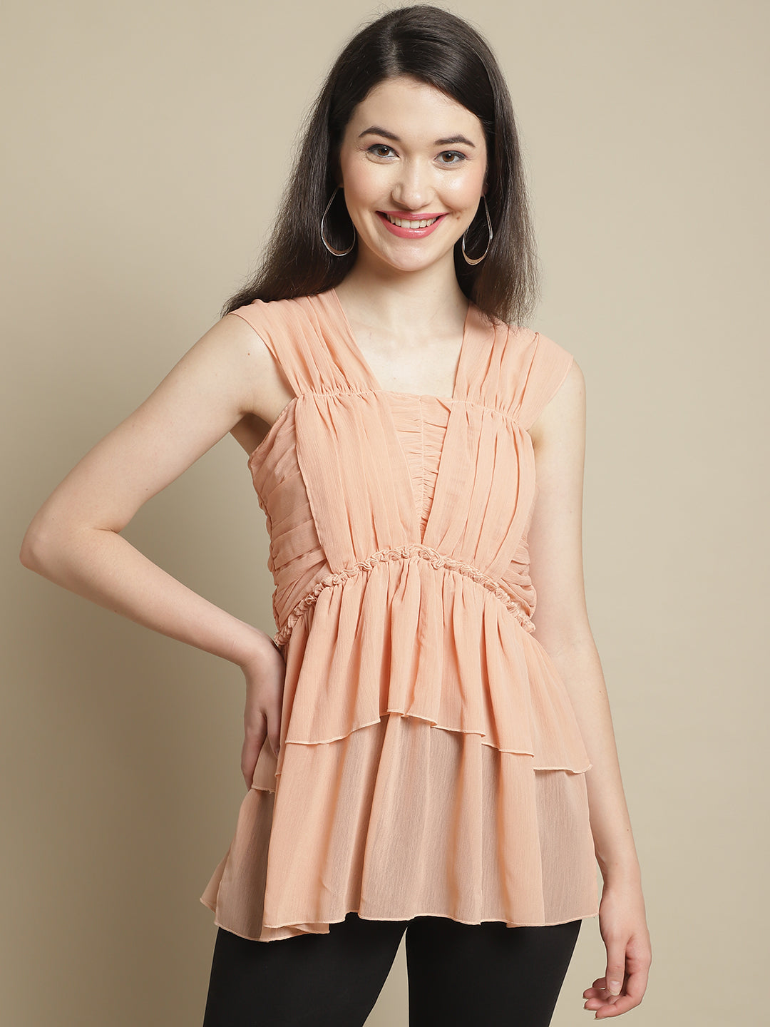 Peach Gathered Tunic