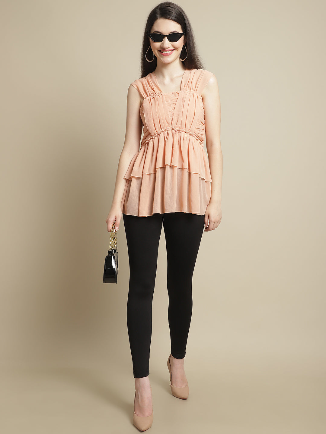 Blanc9 Peach Gathered Tunic