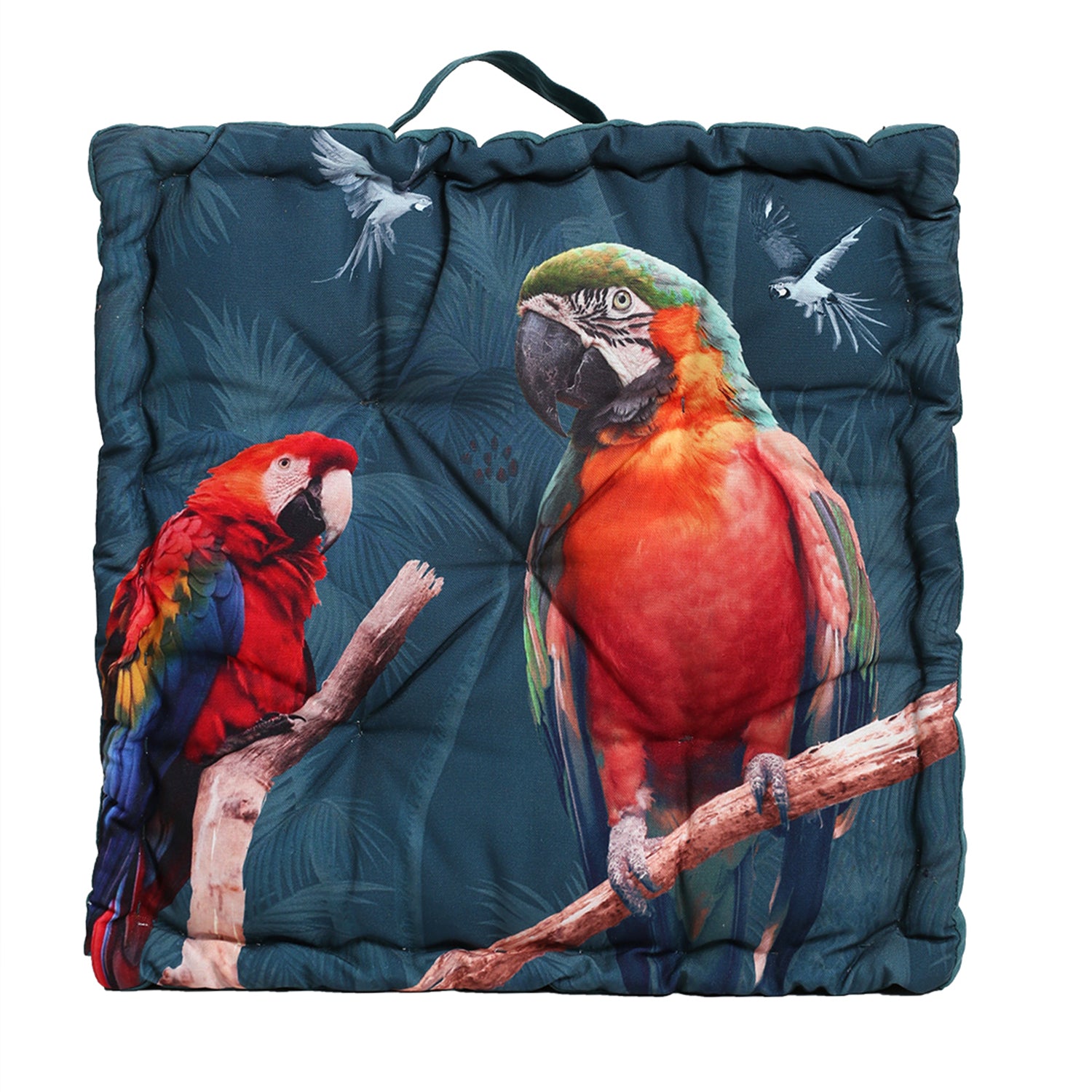 Blanc9 Set of 2 Macaw Parrot Printed Matlas Floor Cushion