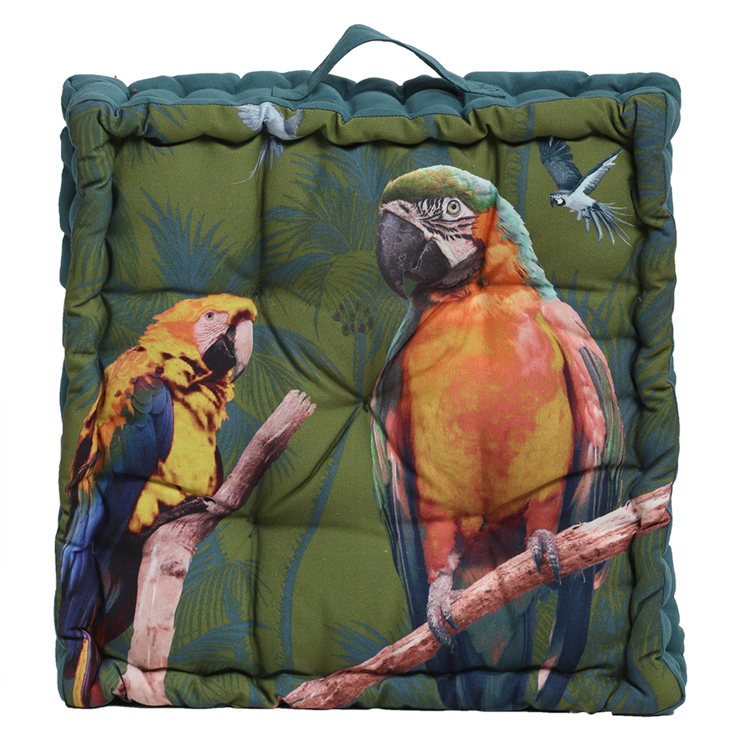 Blanc9 Set of 2 Macaw Parrot Printed Matlas Floor Cushion
