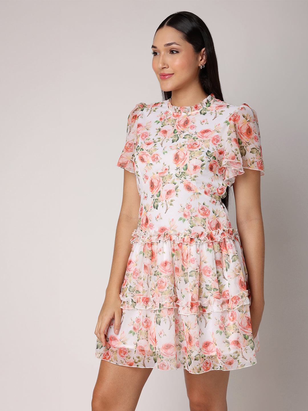 RoseDressWithRuffleDetailedTiers