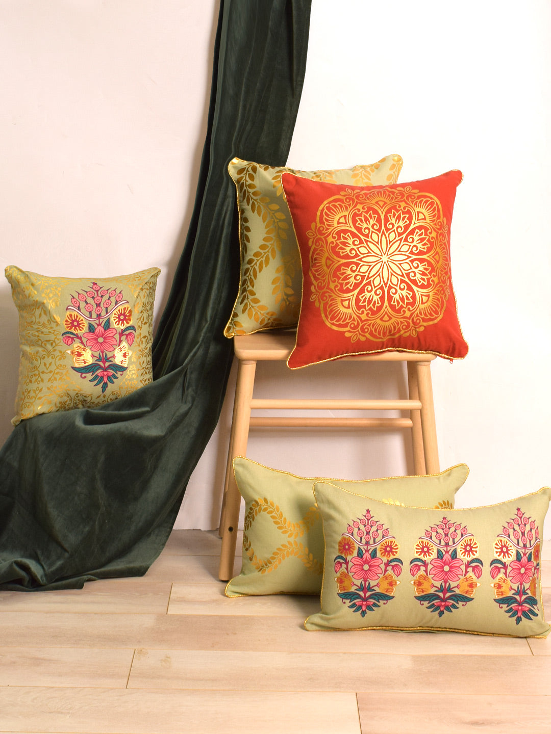 Foil Printed Cushion Covers – Set of 5 with Gift Box