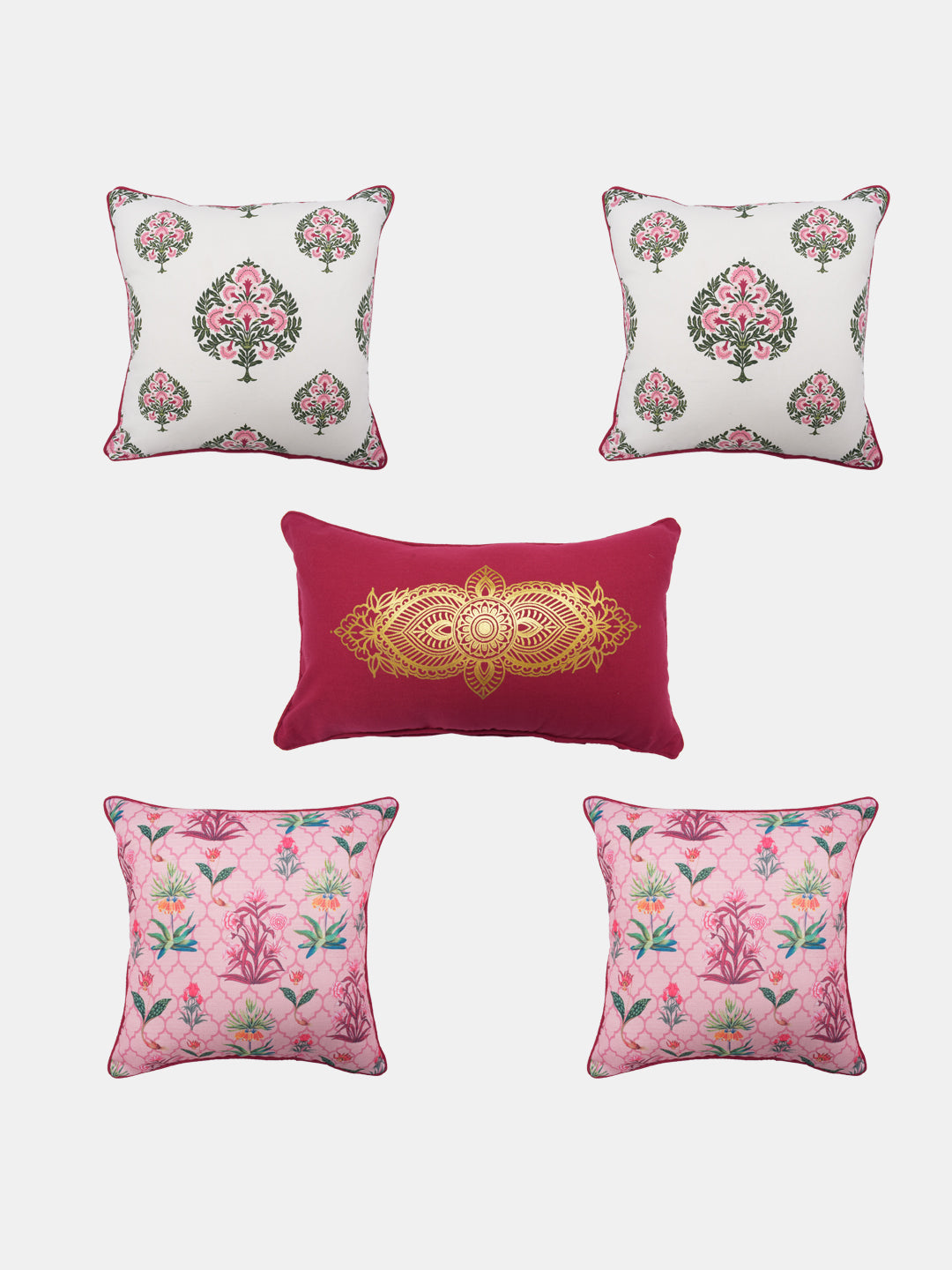 Blanc9 Set of 5 Mughal Printed Cushion Cover Blanc9 Set-B9CS24