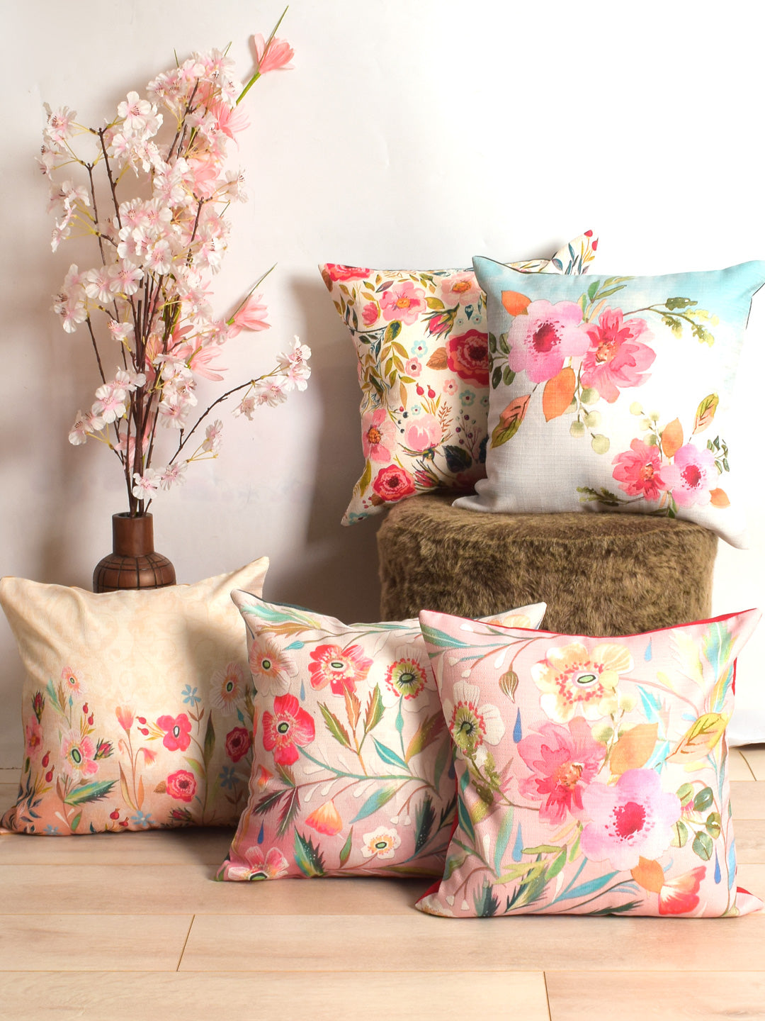 Black - Bagh Patch Ikat Cushion Cover 01