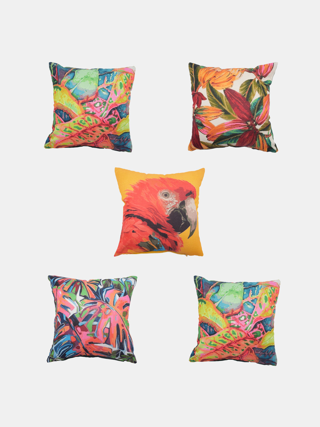 Blanc9 Set Of 5 Tropical Printed Cushion Cover Set