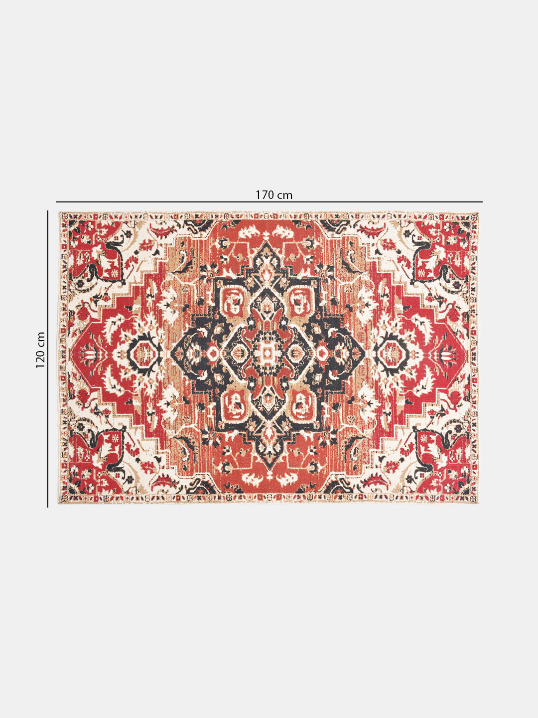 Blanc9 Jodhpur Rusty Red 4'x5.5' Printed Cotton Carpet