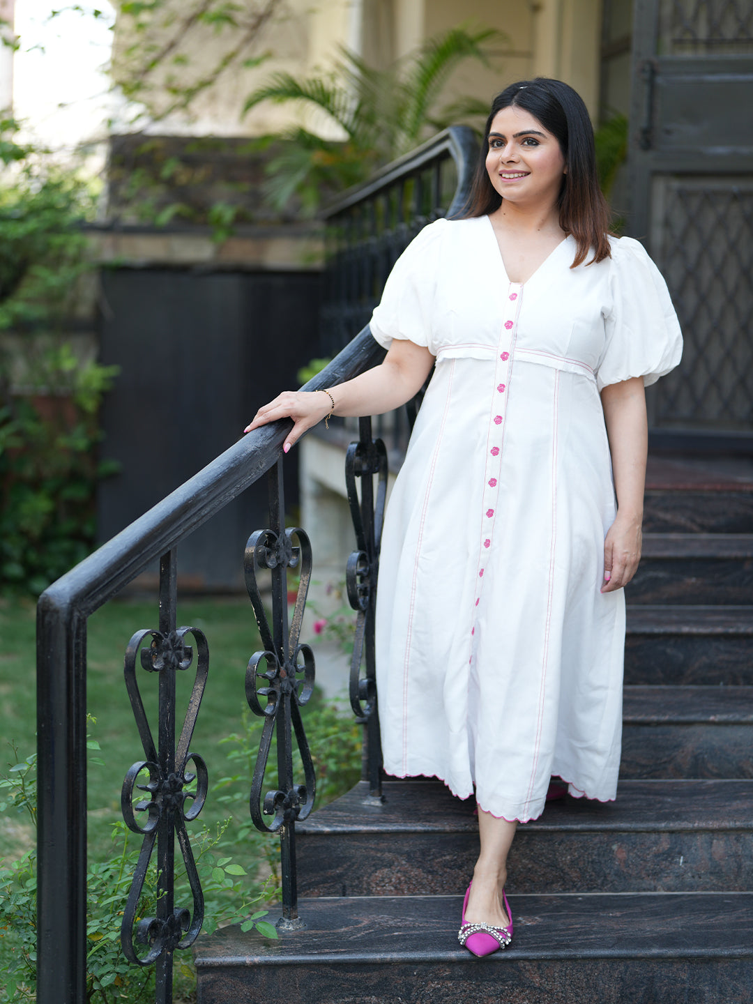 White Rose Embroidered Dress