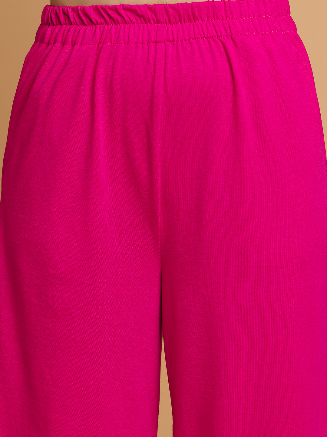 Pink Contrast Collared T-shirt with Lower