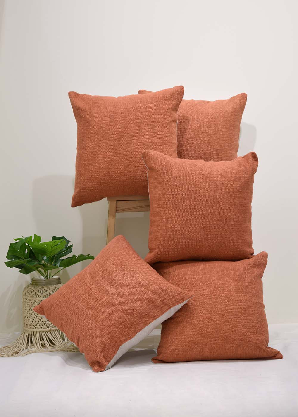 Set of 5 Rusty Orange 40x40 CM Cushion Covers