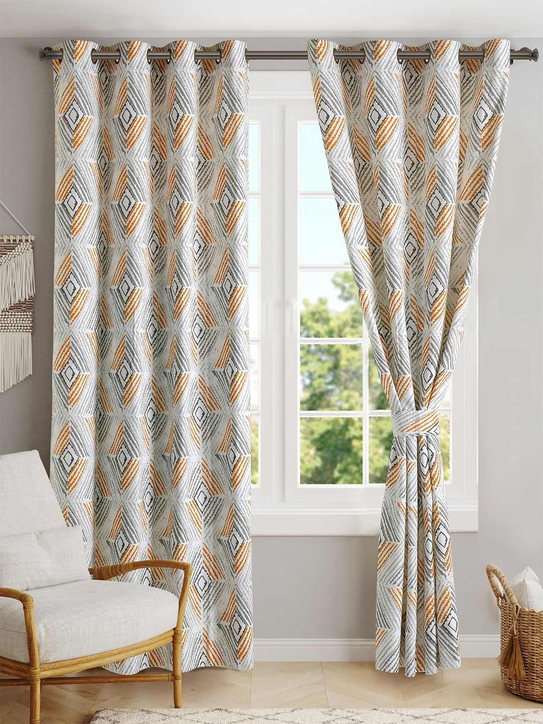 Blanc9 Kara Yellow Cotton Long Door Curtain